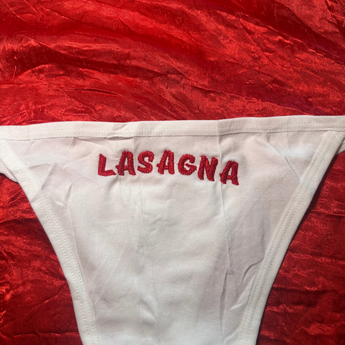 Lasagna Thong (XL) white/red