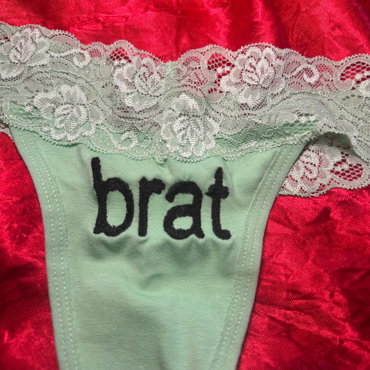 Brat Lace Thong (M) green/black