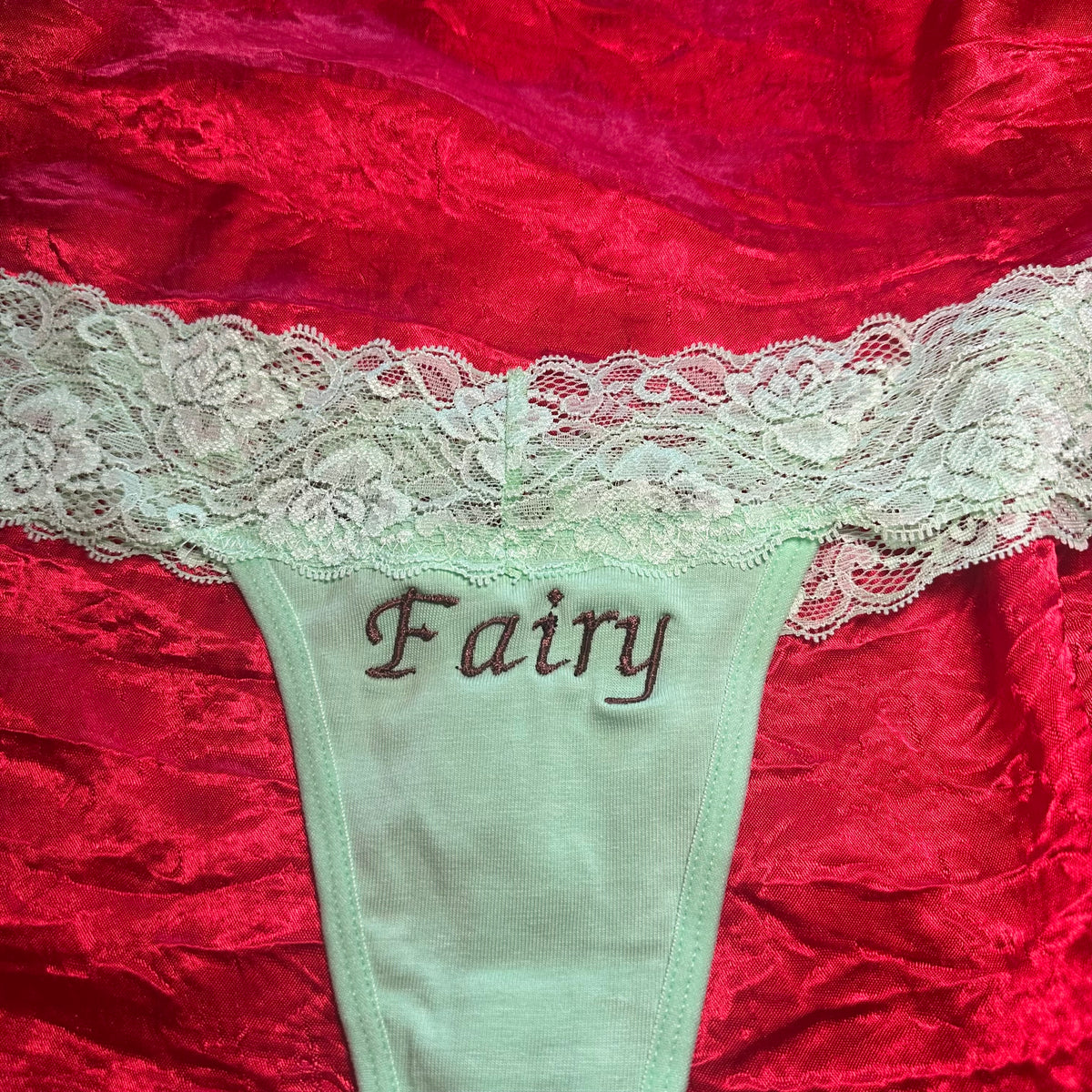 Fairy Lace Thong (S) green/brown