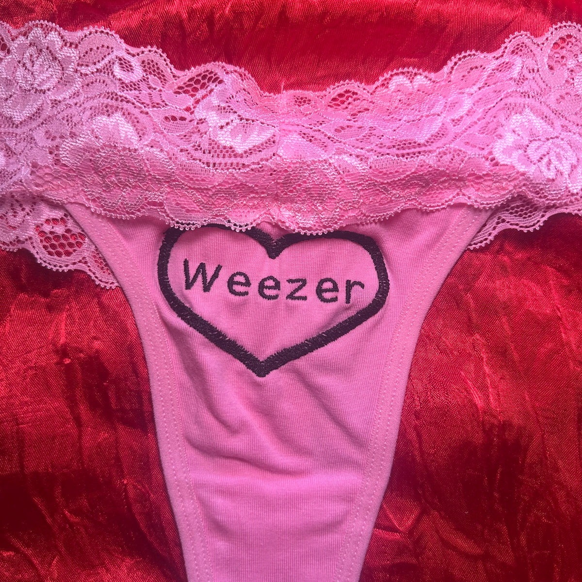 Weezer Lace Thong (M) pink/black