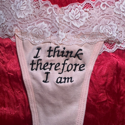 I think therefore Lace Thong (S) beige/black