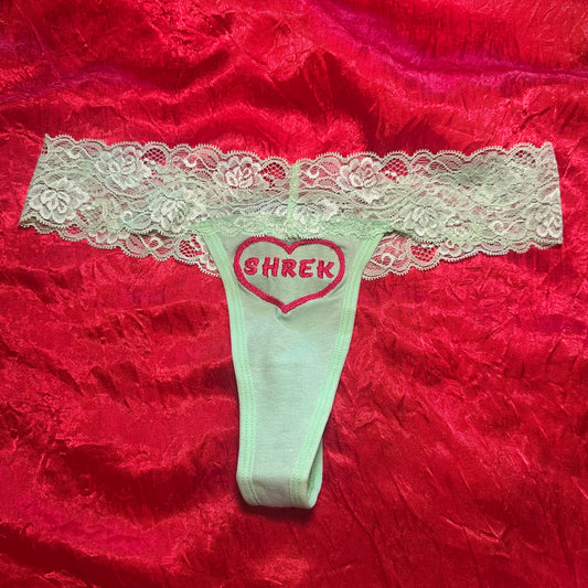 Shrek Lace Thong (S) green/pink