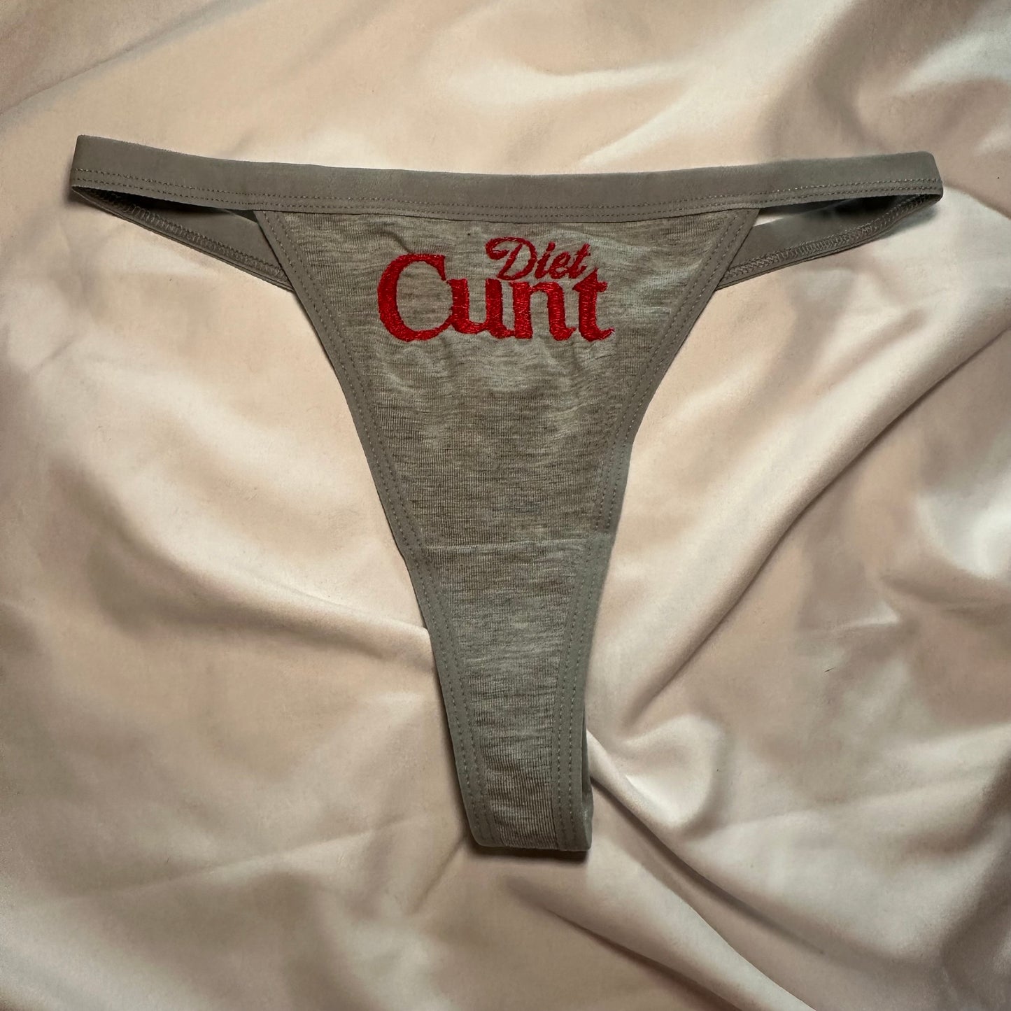 Diet Cunt Thong (XS) grey/red