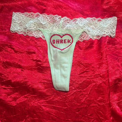 Shrek Lace Thong (S) green/pink