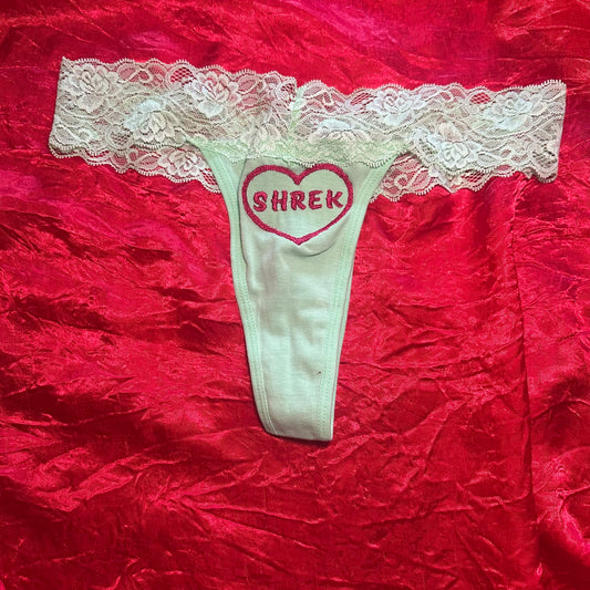 Shrek Lace Thong (S) green/pink