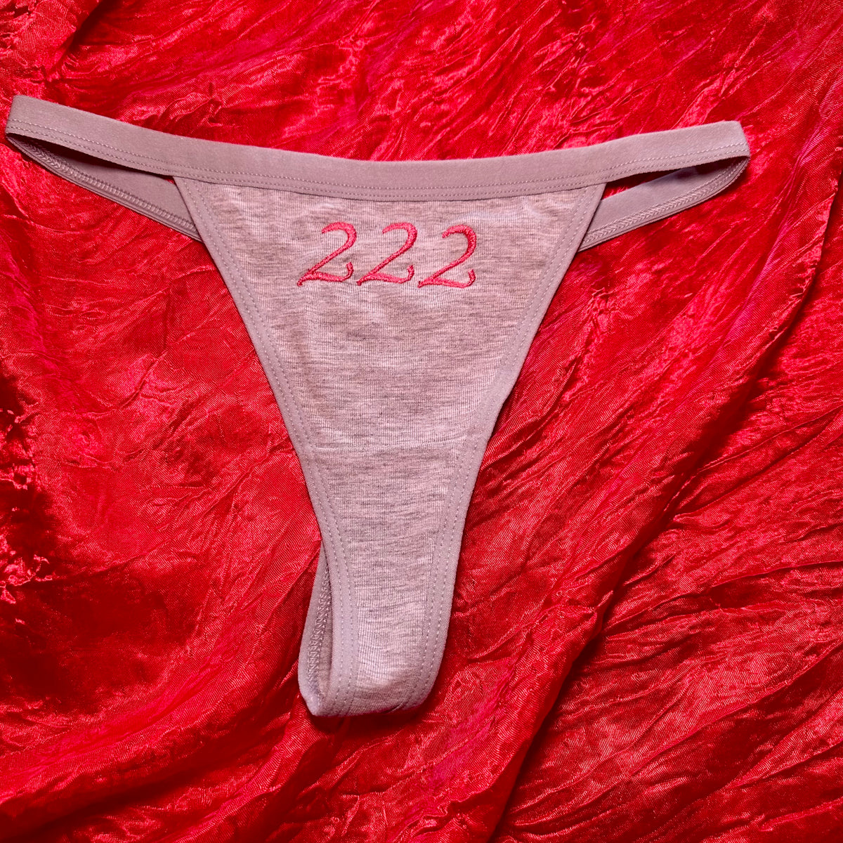 222 Angel Number Thong (XS) grey/pink