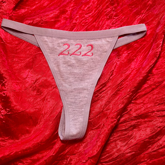 222 Angel Number Thong (XS) grey/pink
