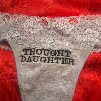 Thought Daughter Lace Thong (M) grey/black