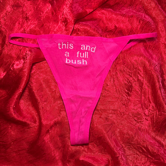 Full Bush Thong (XL) pink/white