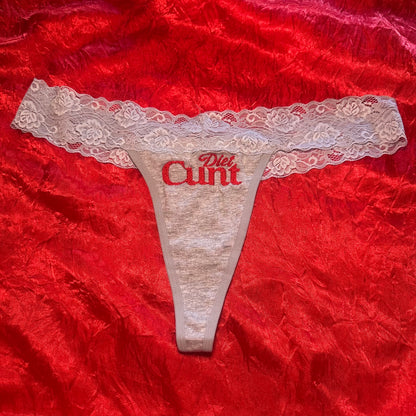 Diet Cunt Lace Thong (XXL) grey/red