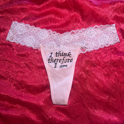 I think therefore Lace Thong (S) beige/black