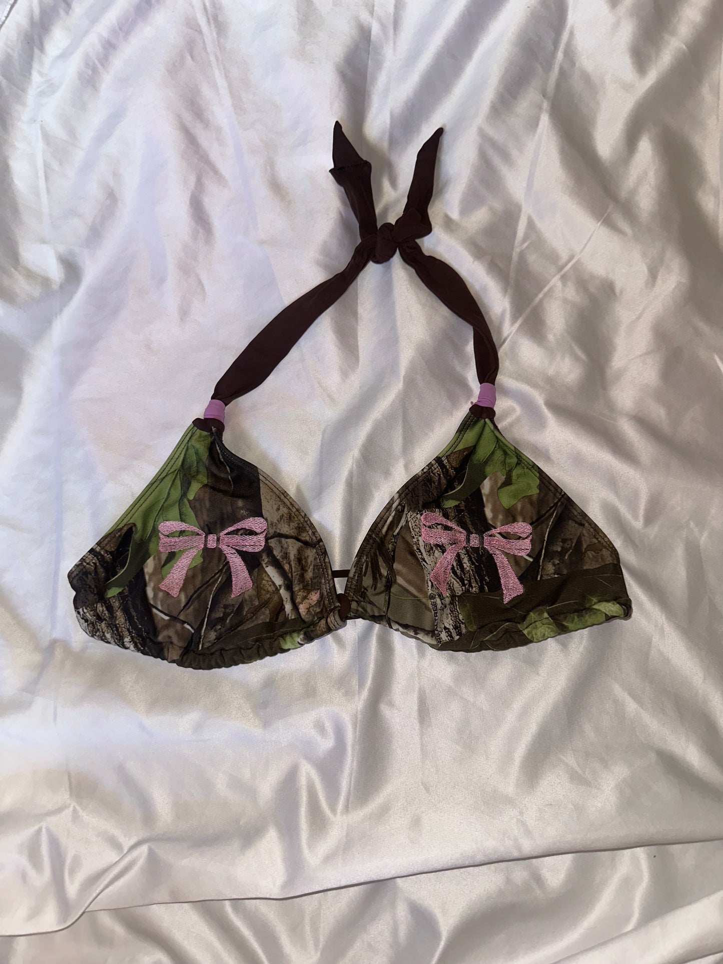 Camo Bow Bikini Top (L)