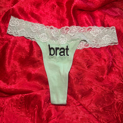 Brat Lace Thong (M) green/black