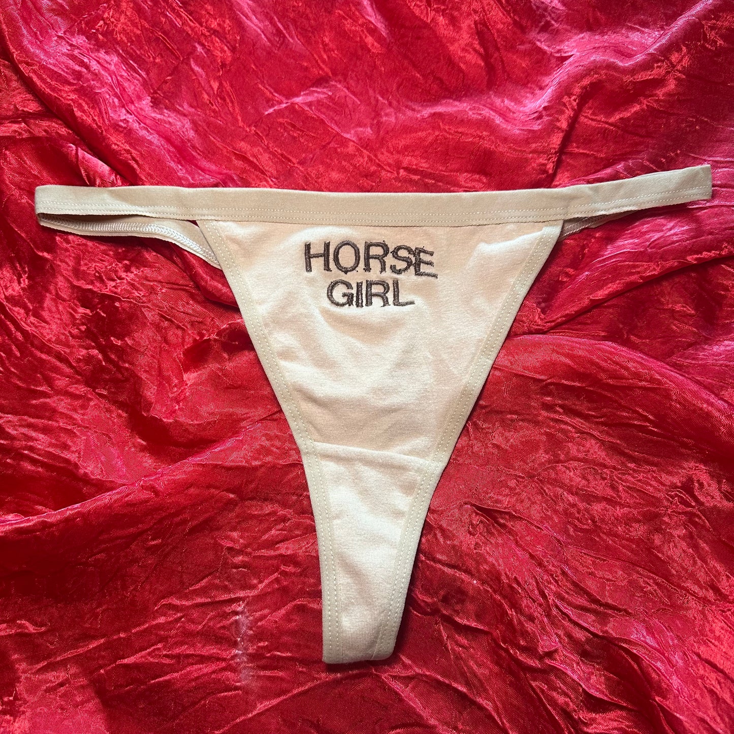 Horse Girl Thong (M) beige/brown