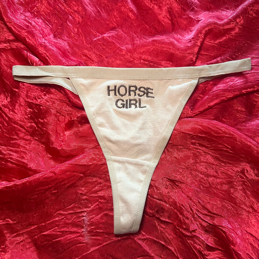 Horse Girl Thong (M) beige/brown