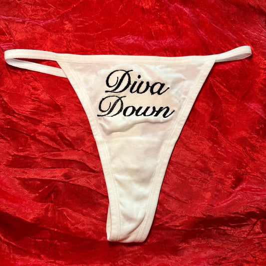 Diva Down Thong (S) white/black