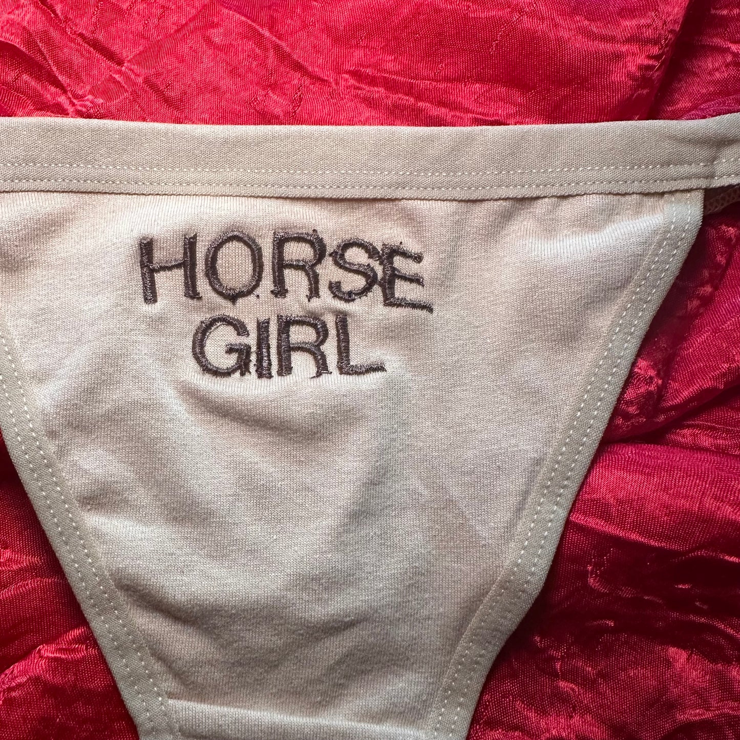 Horse Girl Thong (M) beige/brown