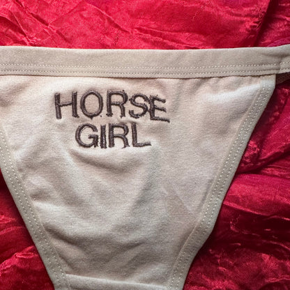 Horse Girl Thong (M) beige/brown