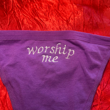 Worship Me Thong (M) purple/white