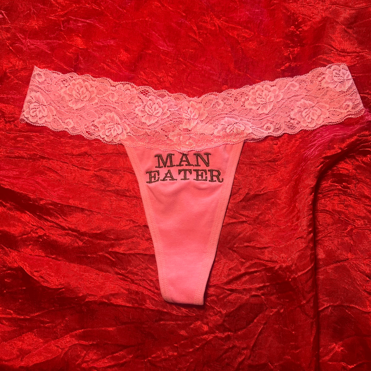 Man Eater Lace Thong (S) pink/brown