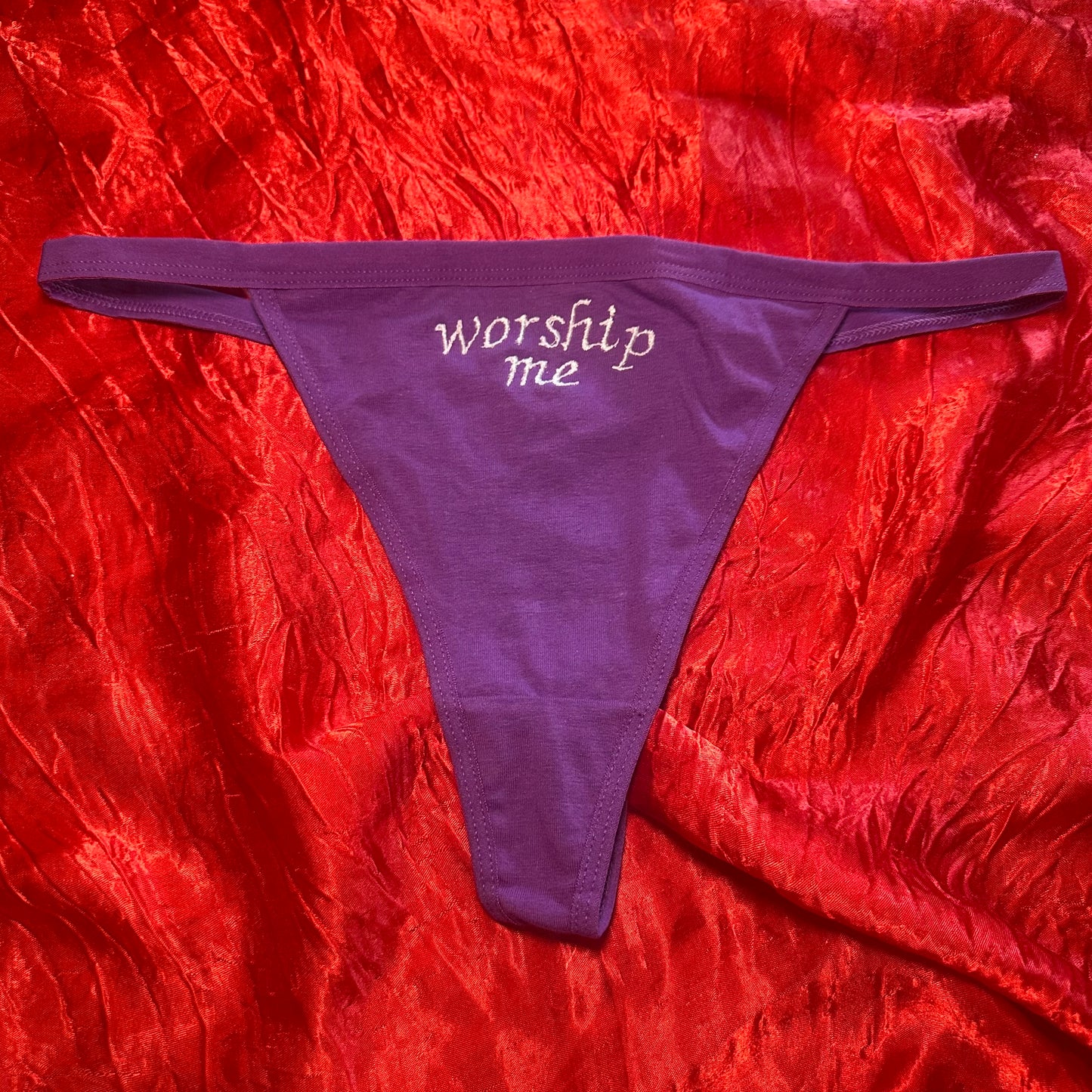 Worship Me Thong (M) purple/white