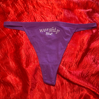 Worship Me Thong (M) purple/white
