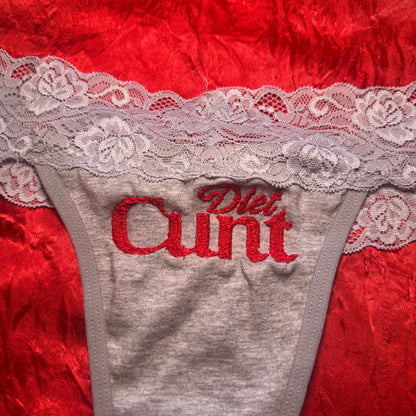 Diet Cunt Lace Thong (XXL) grey/red