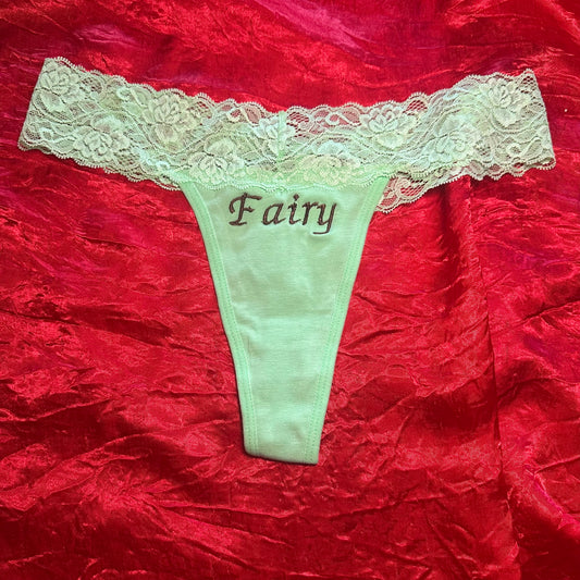 Fairy Lace Thong (S) green/brown