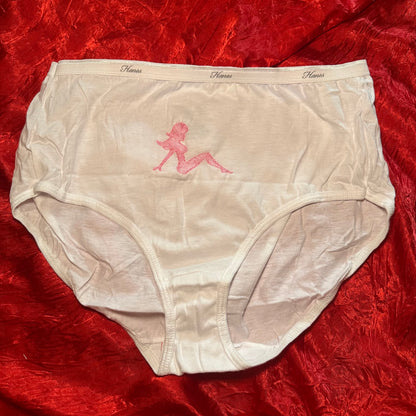 Mudflap Girl Briefs (XL) white/pink