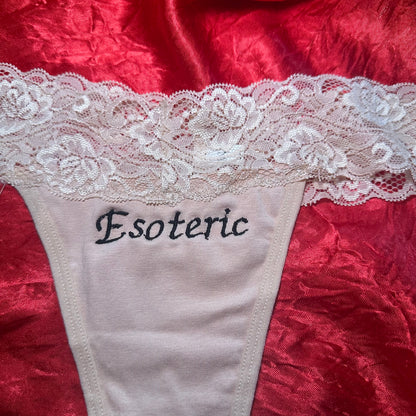 Esoteric Lace Thong (M) beige/black