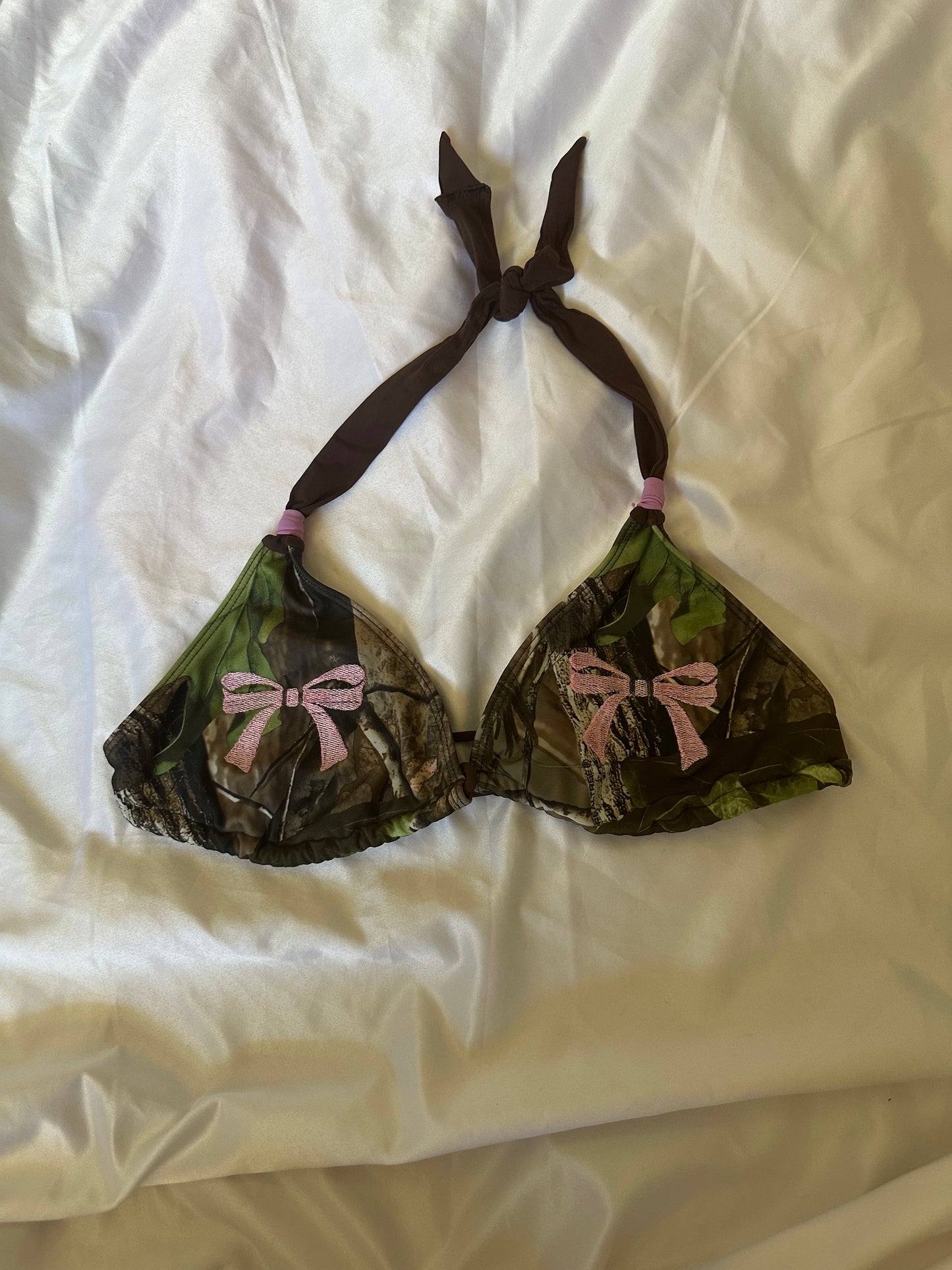 Camo Bow Bikini Top (L)