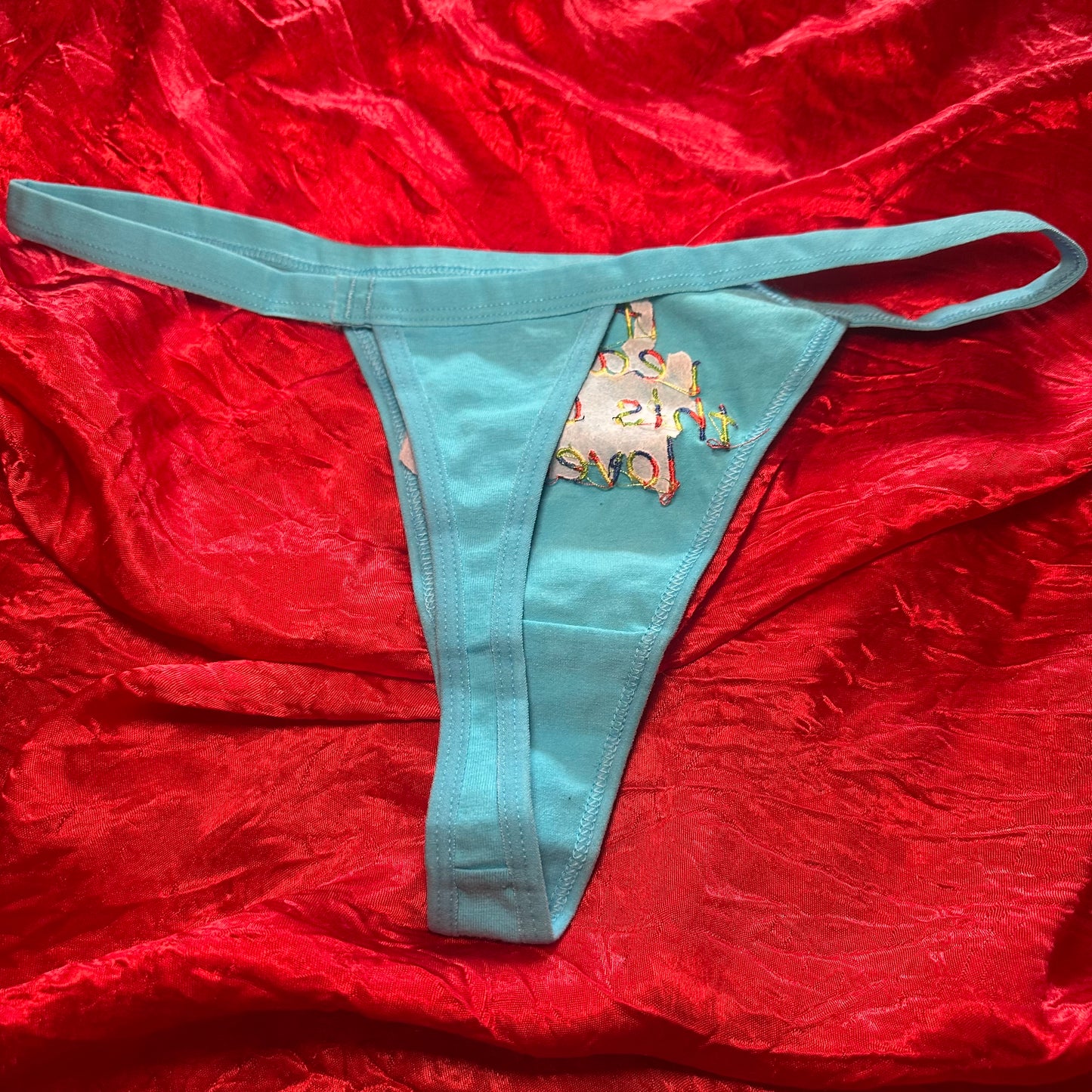 U are loved thong (L) blue/rainbow