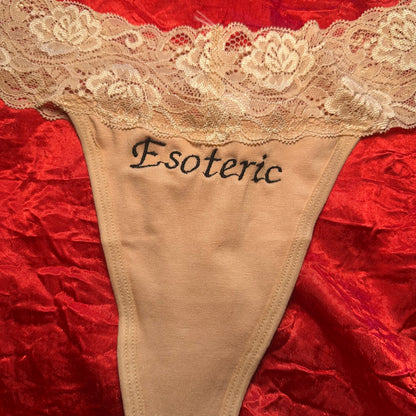 Esoteric Lace Thong (L) beige/black