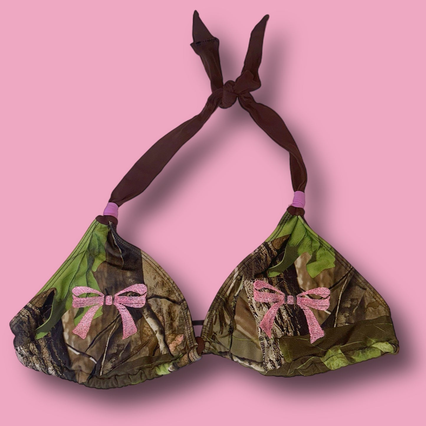 Camo Bow Bikini Top (L)