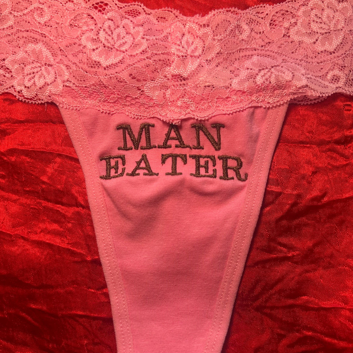 Man Eater Lace Thong (S) pink/brown