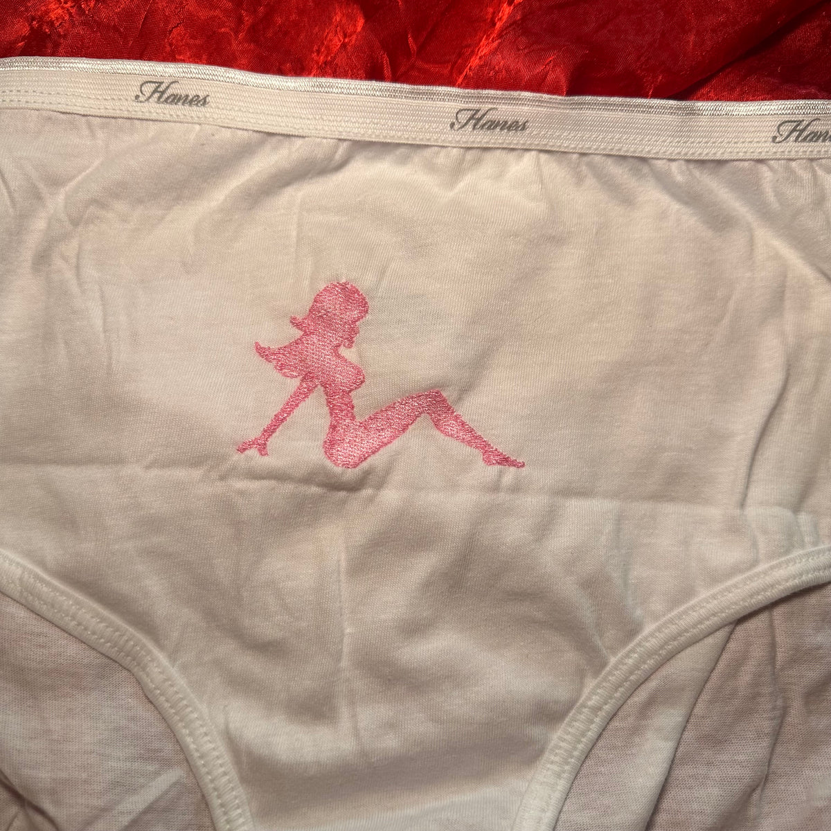 Mudflap Girl Briefs (XL) white/pink