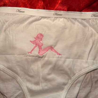 Mudflap Girl Briefs (XL) white/pink