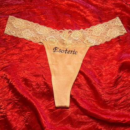 Esoteric Lace Thong (L) beige/black