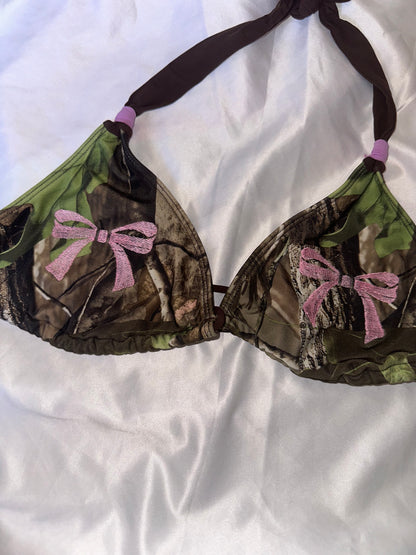 Camo Bow Bikini Top (L)