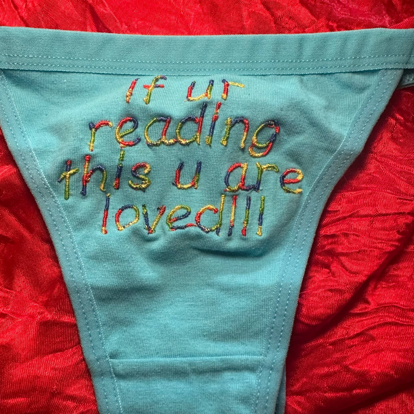 U are loved thong (L) blue/rainbow