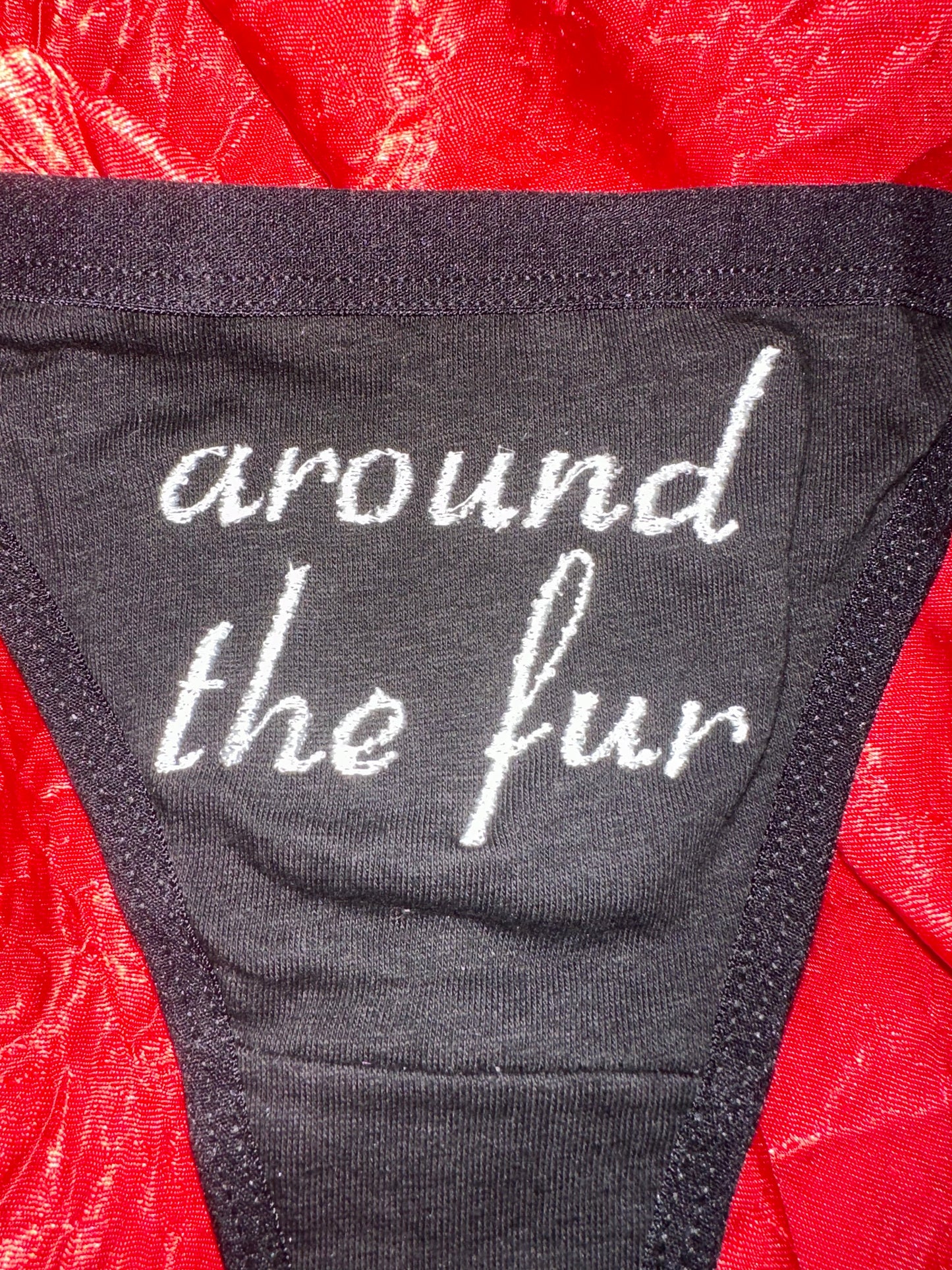 around the fur Thong