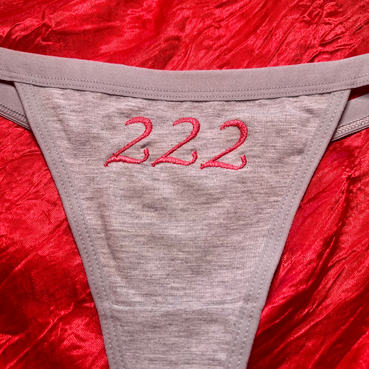 222 Angel Number Thong (XS) grey/pink