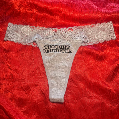 Thought Daughter Lace Thong (M) grey/black