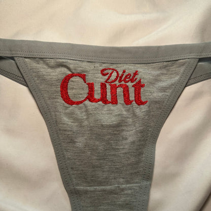 Diet Cunt Thong (XS) grey/red