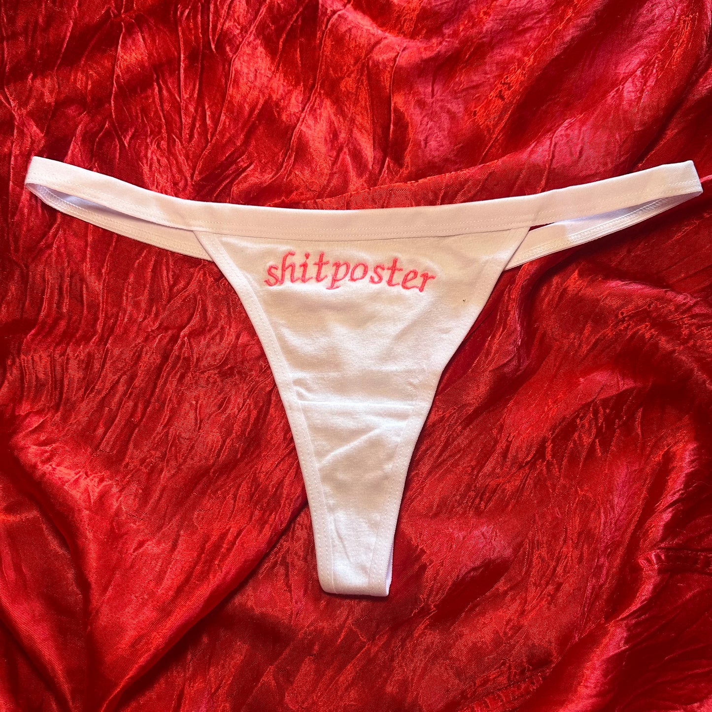 Shitposter Thong (S) white/pink