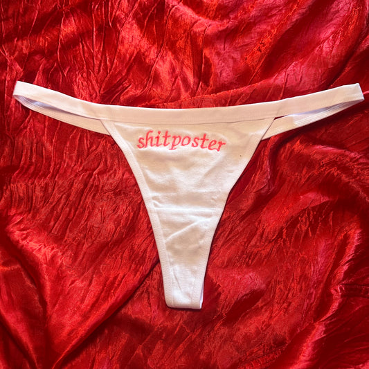 Shitposter Thong (S) white/pink