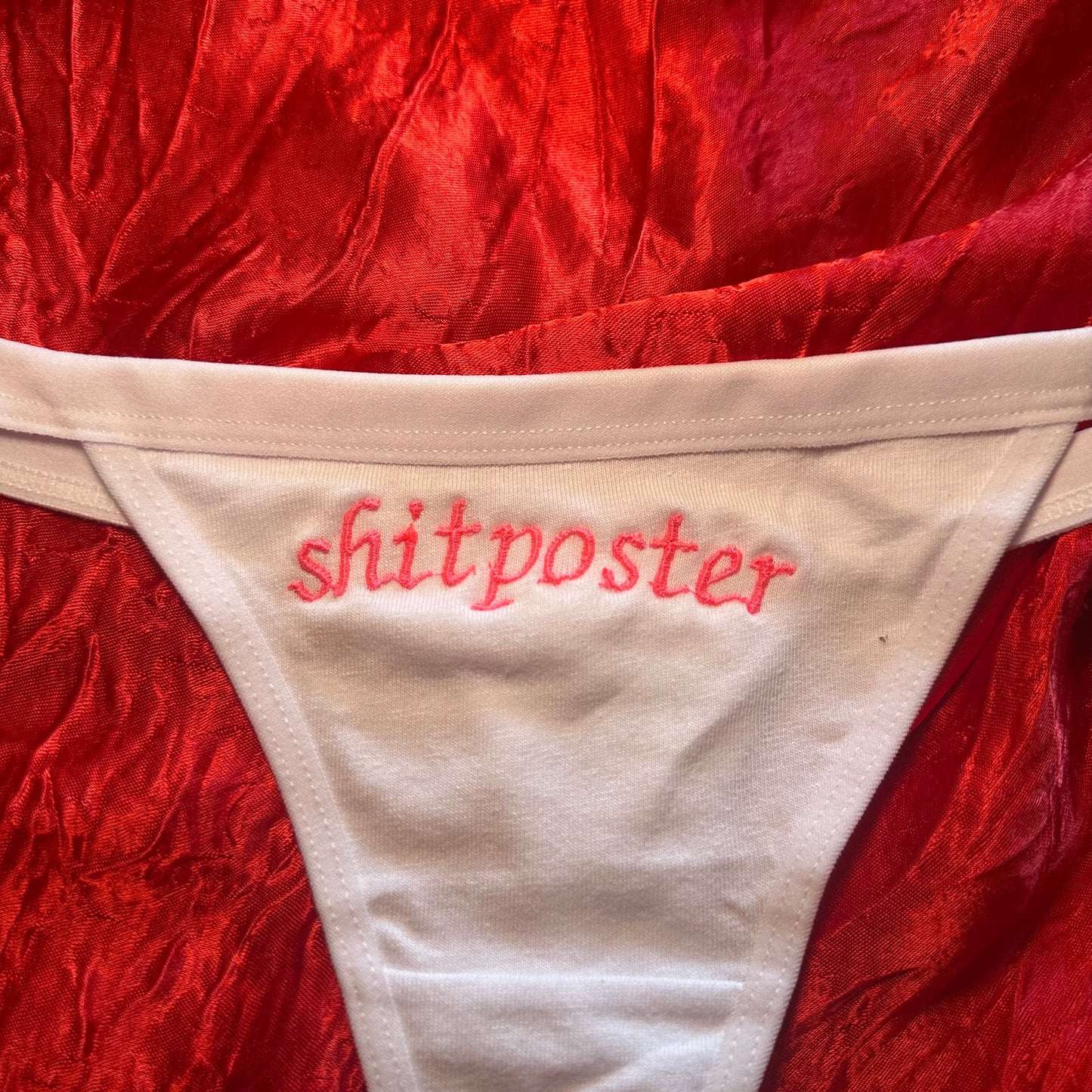 Shitposter Thong (S) white/pink